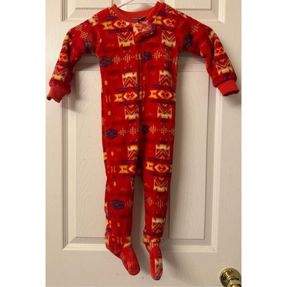 Flag Matrix Western Aztec Print Fleece Baby Full Length Sleeper Size 12 Months - Picture 1 of 9